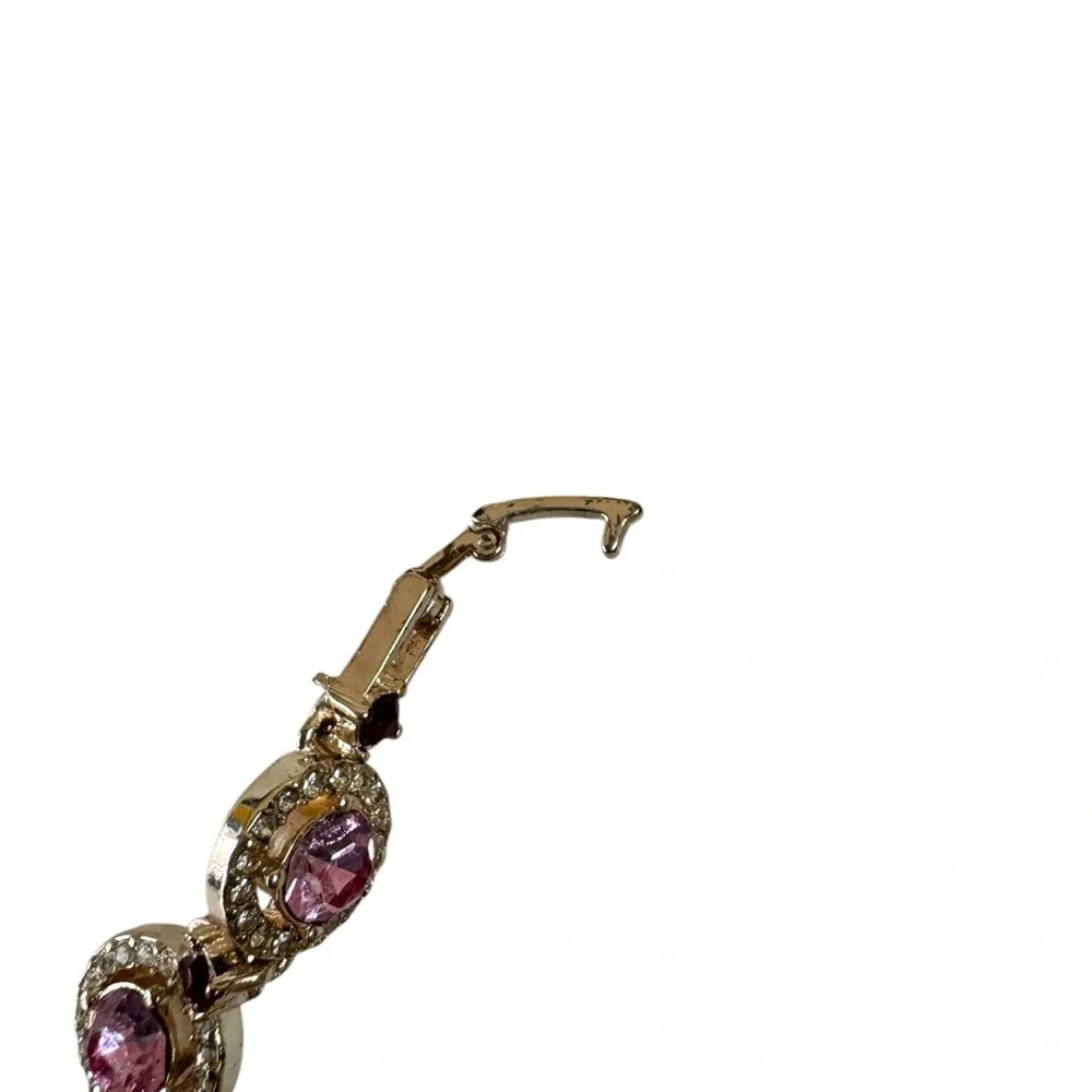 Classy Rhinestone Pink and Silver‎ Bracelet Glam Costume Statement Y2K 90s